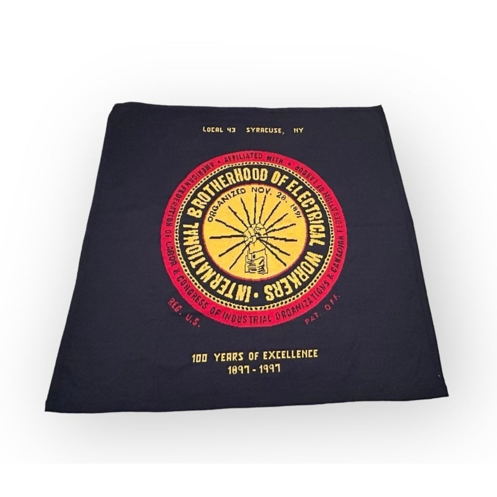Vintage International Brotherhood of Electrical Workers Knitted Acrylic Blanket
